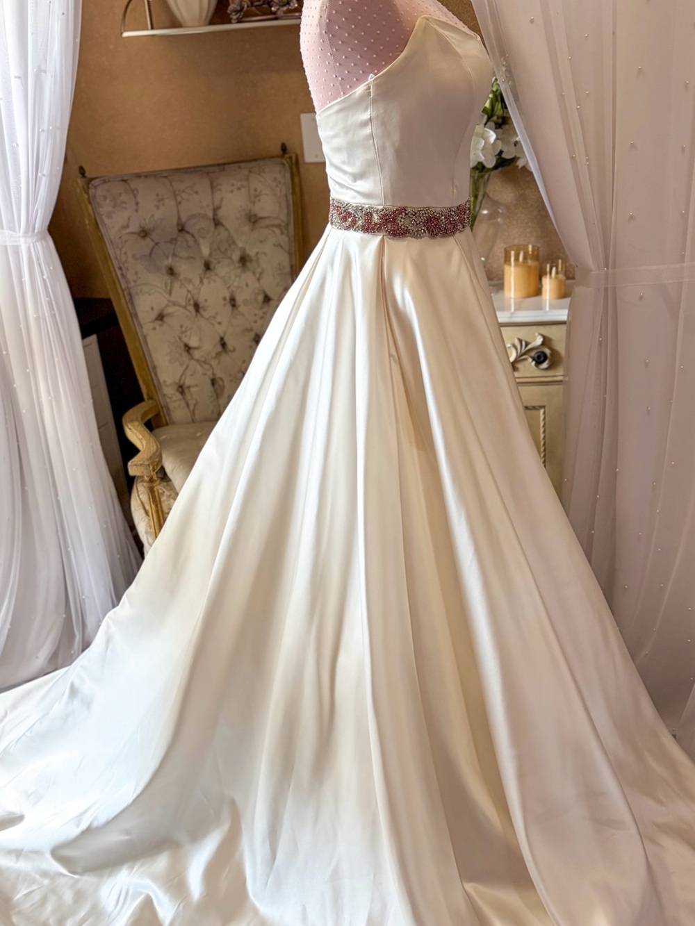 Sherri Hill Ivory Satin Ball Gown Pageant Dress Size 4-6